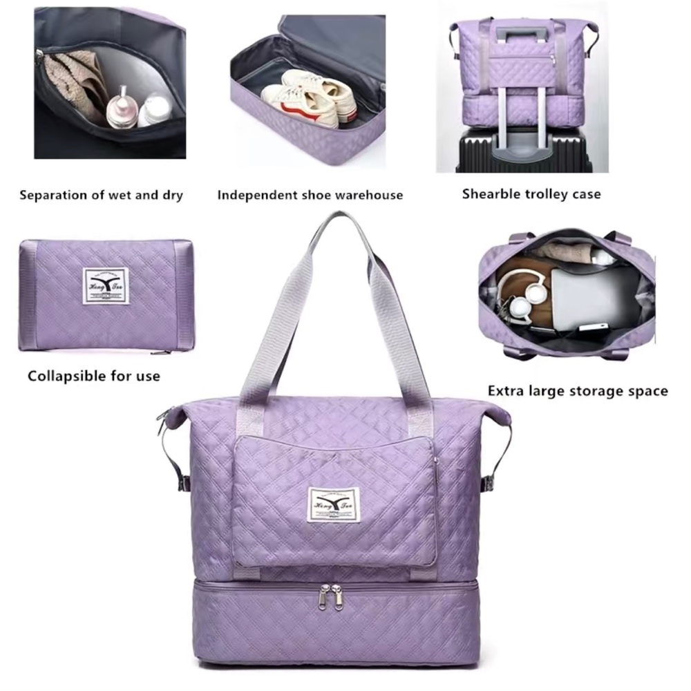 Quilted Duffle Bag Carry On Pink - Picture 8 of 10
